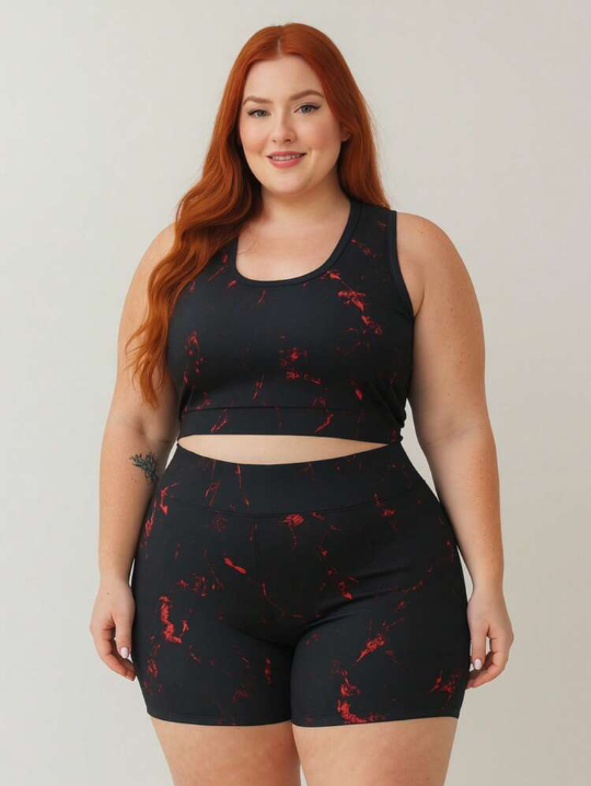 Conjunto de Academia Moda Fitness Tye-die Feminino Plus Size